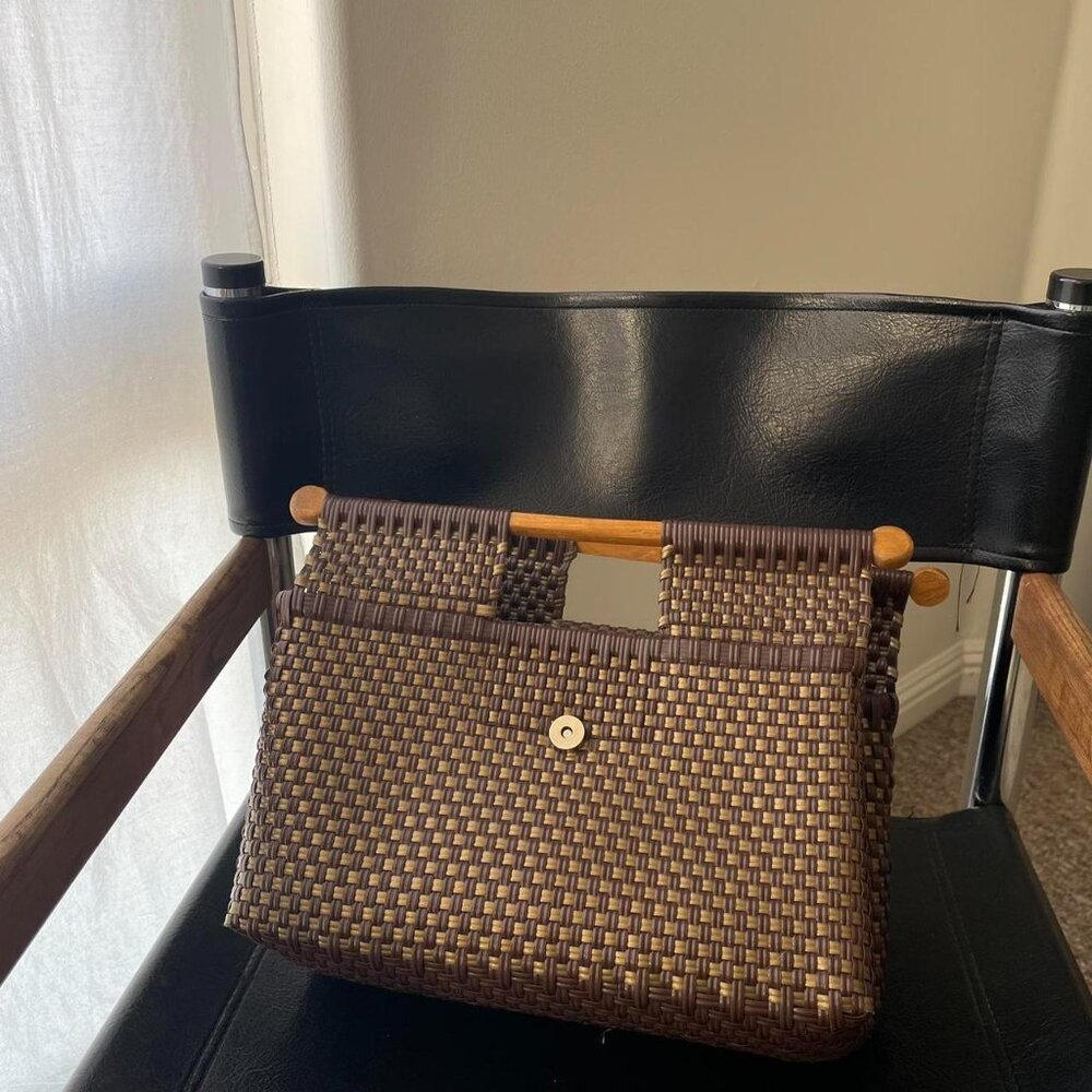 Brown Woven Top-handle bag